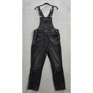 Old Navy Women Pants 16 Black Denim Overalls‎ Pockets Sleeveless 26.5" Inseam